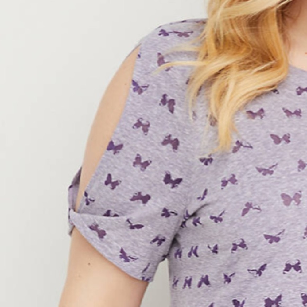 Lane Bryant Twisted-Sleeve Burnout Tee - Picture 3 of 5